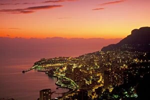 Natural Phenomena Collection: Monte Carlo at sunset, Monaco, Cote d Azur, Mediterranean, Europe