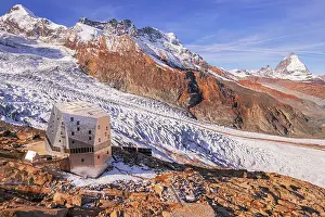 Matterhorn Prints: Monte Rosa hut (hutte) with the Matterhorn pyramid in the background