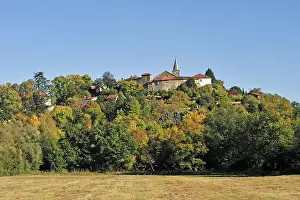 Gers Prints: Montesquiou stands on a hill with trees and fields around