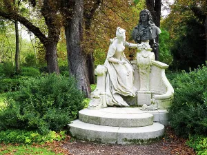 Artist Prints: Monument of Antoine Watteau in the Luxembourg Gardens showcases a historic artwork in Paris