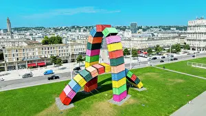 Roads Prints: Monument Catena Containers by Vincent Ganivet shown from above in Le Havre