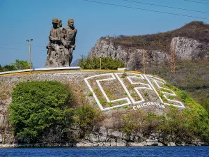 Identity Prints: Monument at the Chicoasen Dam at the entrance to Sumidero Canyon, Chiapas State, Mexico