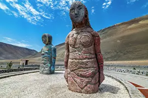 Monument, Chinchorro Mummies, UNESCO World Heritage Site, Camarones Valley, northern Atacama desert, Chile, South America