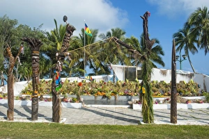 New Caledonia Prints: Monument des Dix-Neuf (Monument of 19), Ouvea, Loyalty Islands, New Caledonia, Pacific