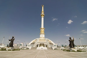 Gold Prints: Monument of the Independence of Turkmenistan, Ashgabad, Turkmenistan, Central Asia, Asia