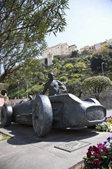 Monaco Prints: Monument to Juan Manuel Fangio, Monaco, Cote d Azur, Europe