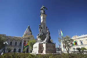Bolivian Prints: Monument and Palacio Legislativo (Legislative Palace) in Plaza Pedro Murillo