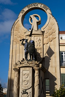 Lion Statue Prints: Monument to Spain from Franco dictatorship, Melilla, Spain, Spanish North Africa, Africa
