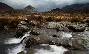Water Fall Prints: A moody winter afternoon at Glen Sligachan, Isle of Skye, Scotland, United Kingdom