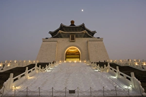 Taipei Prints: Moon, Chiang Kaishek Memorial Hall Park in evening