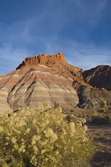 Stripe Prints: Moon over Paria Movie Set at sunset, Grand Staircase-Escalante National Monument