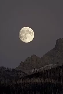 The moon rising, Glacier National Park, Montana, United States of America, North America