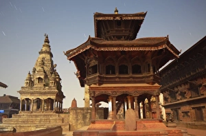 Religious Complex Prints: Moonlit view of Durbar Square, Bhaktapur