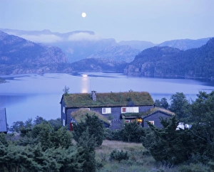 Moon Rise Prints: Moonrise over Lake Refsvaten
