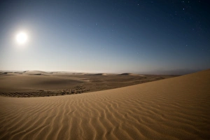 Moon Rise Prints: Moonrise over sand dunes, Skeleton Coast National Park, Namibia, Africa