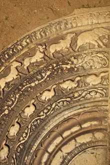 Anuradhapura Prints: Moonstone, Mahasenas Palace, UNESCO World Heritage Site, Anuradhapura, Sri Lanka, Asia