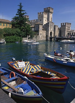 Italian Lake Prints: Moored boats in the harbour at Sirmione on Lake Garda