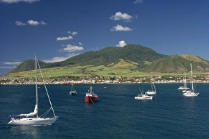 Leeward Island Prints: Moored boats off Basseterre, St