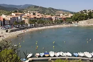 Moored boats , Plage de Port d Avall, beach, Collioure, Pyrenees -Orientales