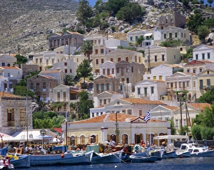 Simi Prints: Moored boats and waterfront buildings