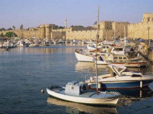Town Wall Prints: Moored fishing boats and the harbourside fortifications