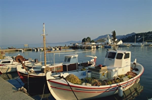 Kanoni Prints: Moored fishing boats before Vlacherna Monastery