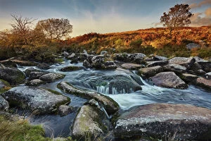 Flowing Gallery: A moorland stream on rugged moors, the upper reaches of the River Teign, near Chagford