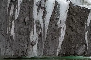 Glacier Prints: Detail of moraine layer on an iceberg near the Antarctic Peninsula during Austral summer months