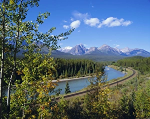 Rail Road Prints: Morants Curve, Bow River, Bow Range, Banff National Park, UNESCO World Heritage Site