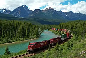 Curved Prints: Morants Curve, Bow River, Canadian Pacific Railway, near Lake Louise, Banff National Park