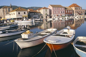 Hvar Island Prints: Morning calm in the harbour, Starigrad, Hvar Island, central Dalmatia, Croatia, Europe