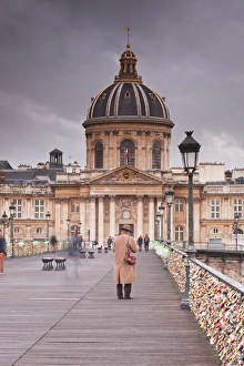 Commuting Prints: Morning commuters on the Pont Des Arts, Paris, France, Europe