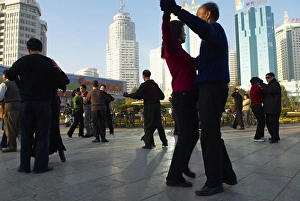 Fitness Prints: Morning exercise, People Square, Kunming, Yunnan, China, Asia