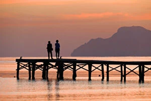 Contemplation Gallery: Morning mood at Landing stage, Playa Muro near Alcudia, Majorca, Balearic Islands