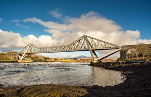 Typically Scottish Prints: Morning sunlight on the Connel Bridge over Loch Etive, Highlands, Scotland, United