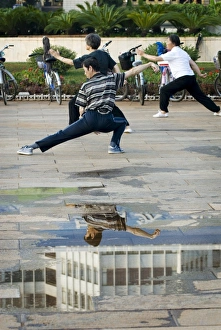 Exercising Prints: Morning Tai Chi, Government Square, Kunming, Yunnan, China, Asia