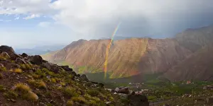 Hope Prints: Moroccan High Atlas landscape showing rainbow in the mountains just outside Oukaimeden ski resort