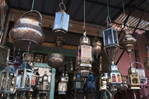 Souks Prints: Moroccan lanterns, Medina Souk, Marrakech, Morocco, North Africa, Africa