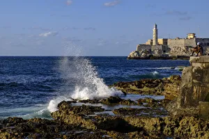 Young Men Prints: Morro Castle and lighthouse guard the entrance to Havana Bay, Havana, Cuba, West Indies