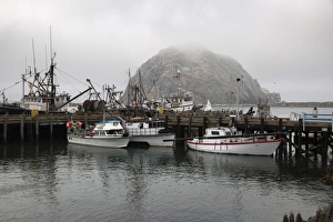Morro Bay Prints: Morro Rock in fog, Morro Bay, San Luis Obispo County