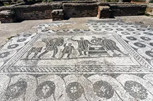 Mosaic, Aula dei misuratori del grano (grain meter room), Ostia Antica archaeological