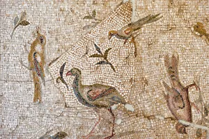 Flowers Prints: Mosaic of birds and flowers from Daphne (Harbiye)