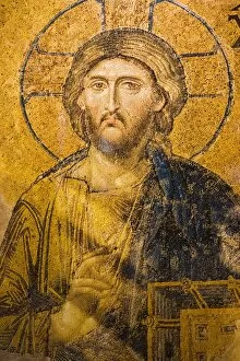 Mosaic of Christ in Aya Sofya (Sancta Sophia), UNESCO World Heritage Site