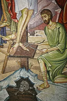 Images Dated 14th September 2007: Mosaic of Christs death at the Church of the Holy Sepulchre, Jerusalem, Israel