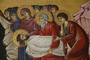 Images Dated 15th September 2007: Mosaic of Christs death at the Church of the Holy Sepulchre, Jerusalem, Israel