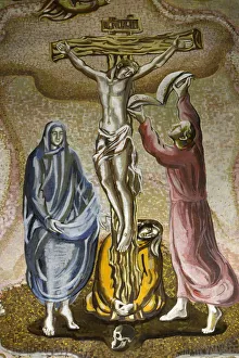 Images Dated 21st September 2009: Mosaic of the Crucifixion in Saint-Antoine de Padoue church, Paris, France, Europe