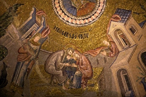 Mosaic depicting Infancy of Christ, interior of Church of St. Saviour in Chora (Kariye Camii), UNESCO World Heritage Site, Istanbul, Turkey, Europe