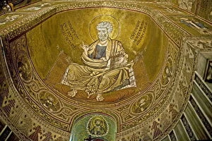 Images Dated 4th June 2007: Mosaic depicting St. Peter, Monreale cathedral in Palermo, Sicily, Italy, Europe