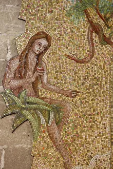 Creativity Prints: Mosaic of Eve and the serpent in Sacro Cuore di Gesu church, Gallipoli, Lecce, Apulia