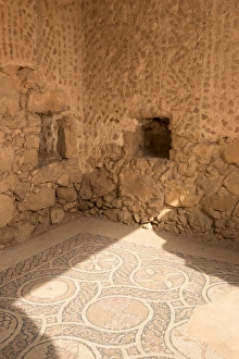 Stone Wall Prints: Mosaic floor, Byzantine Church, hill top palace complex, Masada fortress, UNESCO